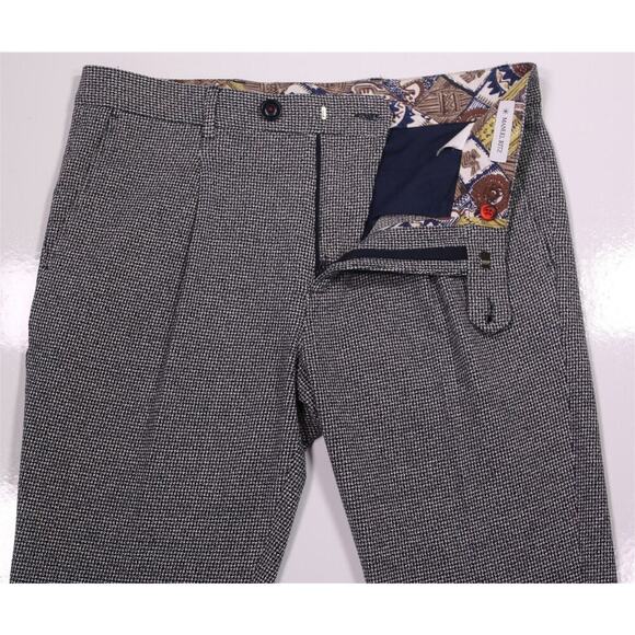 Manuel Ritz Blue/White Knit Woven Cotton Slim Fit Pleated Dress Pants 33x27 - Picture 5 of 9